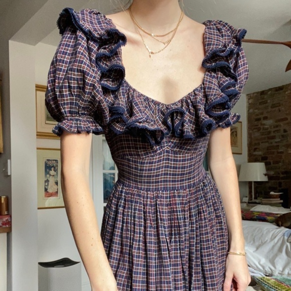 DOEN Lera Maxi Dress in St Germain Midnight Plaid